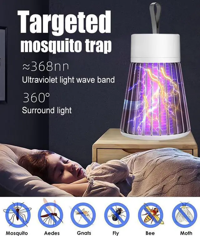 Alt view image 4 of 7 - Bug Zapper Indoor Mosquito Zapper USB Mosquito Trap Fly Zapper with Small Brush, Radiationless LED Mosquito Killer for Indoor, Home, Office, Car, Patio, Gray