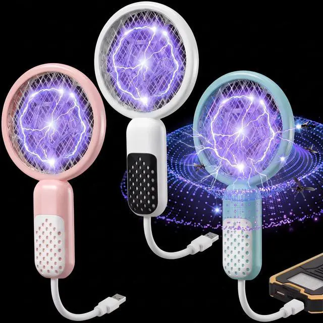 Main image of 3 Pcs Mini Electric Mosquito Swatter Plug-and-Play USB Bug Attracting Lamp Portable Mosquito Killer Lamp UV Insect Trap Safety Net for Outdoor Gnats, Moths, Fruit Flies (Morandi Colors)