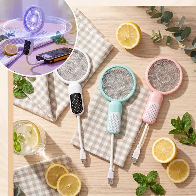Alt view image 4 of 7 - 3 Pcs Mini Electric Mosquito Swatter Plug-and-Play USB Bug Attracting Lamp Portable Mosquito Killer Lamp UV Insect Trap Safety Net for Outdoor Gnats, Moths, Fruit Flies (Morandi Colors)