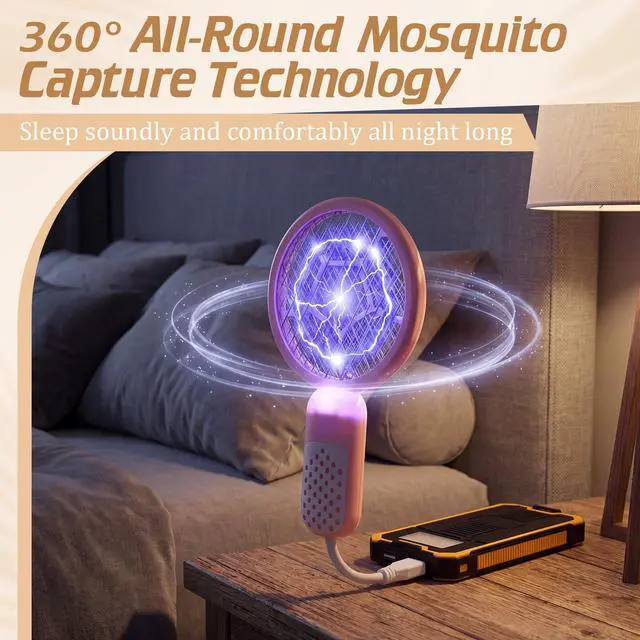Alt view image 5 of 7 - 3 Pcs Mini Electric Mosquito Swatter Plug-and-Play USB Bug Attracting Lamp Portable Mosquito Killer Lamp UV Insect Trap Safety Net for Outdoor Gnats, Moths, Fruit Flies (Morandi Colors)