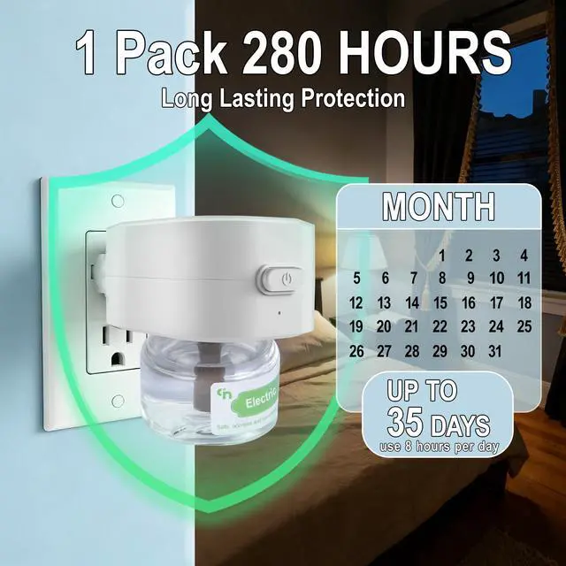 Alt view image 5 of 7 - Indoor Mosquito Repellent Device, Electric Plug in Mosquito Repellent Indoor Use, Mosquito Repeller for Home Bedroom Living Room Office Kitchen Hotel