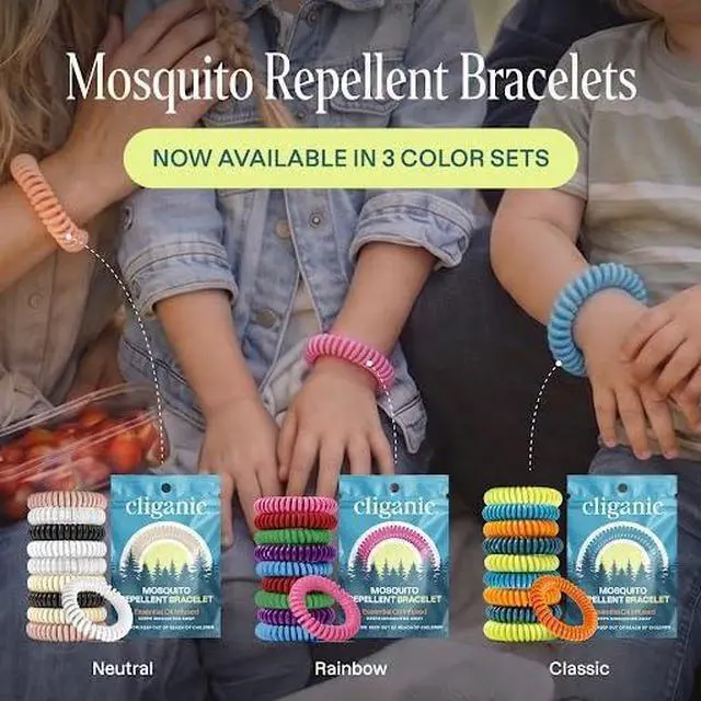 Alt view image 4 of 7 - 20 Pack Mosquito Repellent Bracelets for Adults & Kids (Neutral Colors) - Natural DEET-Free Bands, Individually Wrapped