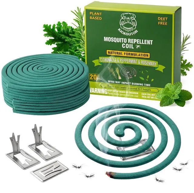 Main image of Mosquito Repellent Incense Coils with Natural Citronella Oil, 20 Coils & 4 Stands, DEET-Free Outdoor Protection for Patio, Backyard & Camping, Burns 5-7 Hours Against Gnats & No-See-Ums