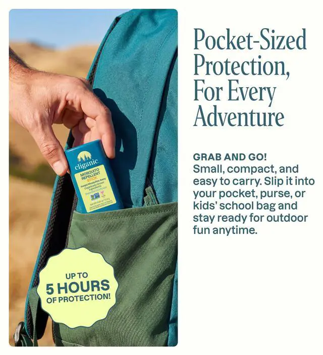 Alt view image 6 of 7 - Mosquito Repellent Stick for Adults & Kids - 5 Hours of Natural, DEET-Free Protection, Non-GMO Verified, with Organically Grown Ingredients & Essential Oils, Easy to Use Travel Stick