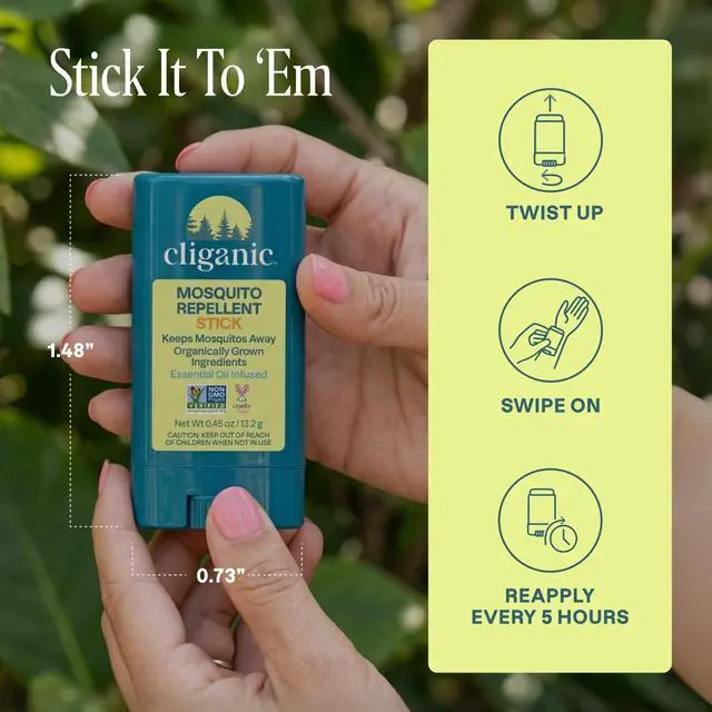 Alt view image 7 of 7 - Mosquito Repellent Stick for Adults & Kids - 5 Hours of Natural, DEET-Free Protection, Non-GMO Verified, with Organically Grown Ingredients & Essential Oils, Easy to Use Travel Stick