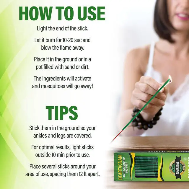 Alt view image 4 of 6 - Mosquito Repellent Incense Sticks 50 Pieces per Box, for Patio/Natural Ingredients Citronella Oil/Lemongrass Oil/Made Natural Based Essential - DEET Free - Mosquito Repellent Outdoor