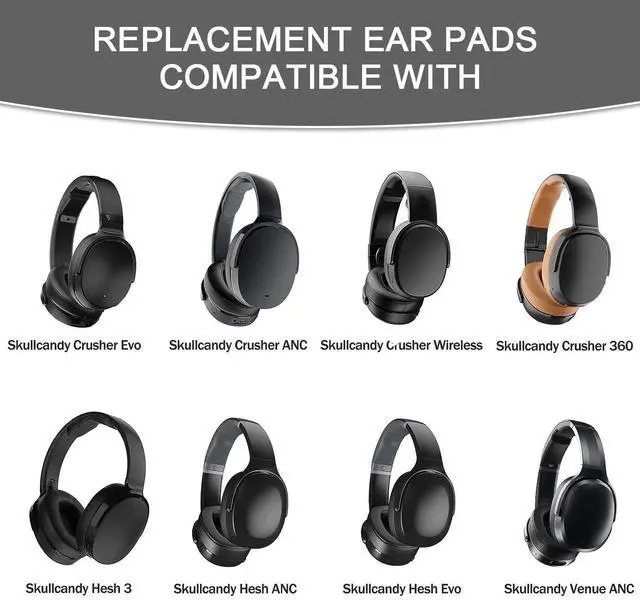 Alt view image 2 of 7 - Replacement Ear Pads for Skullcandy Crusher Wireless/Evo/ANC Hesh 3/EVO/ANC, Headphones Earpad Cushions, Headset Ear Covers Also Fit Skullcandy Venue Wireless Headphones
