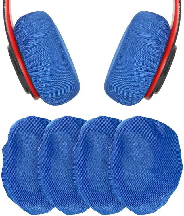 Main image of Headphone Covers, PChero 2 Pairs Washable Flex Headset Earpad Cloth Cover for Gym Training Aviation Racing Gaming Wireless Wired Over The Ear Headphones (Fit 3.5" - 4.3", Blue Color)