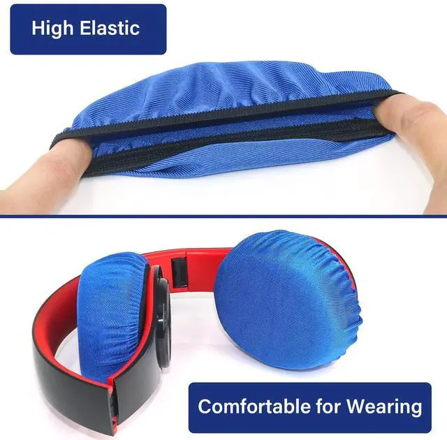 Alt view image 3 of 7 - Headphone Covers, PChero 2 Pairs Washable Flex Headset Earpad Cloth Cover for Gym Training Aviation Racing Gaming Wireless Wired Over The Ear Headphones (Fit 3.5" - 4.3", Blue Color)