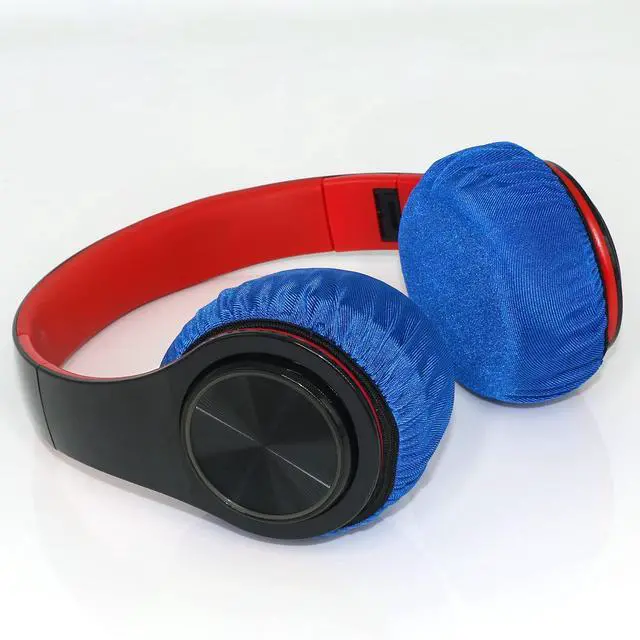 Alt view image 7 of 7 - Headphone Covers, PChero 2 Pairs Washable Flex Headset Earpad Cloth Cover for Gym Training Aviation Racing Gaming Wireless Wired Over The Ear Headphones (Fit 3.5" - 4.3", Blue Color)
