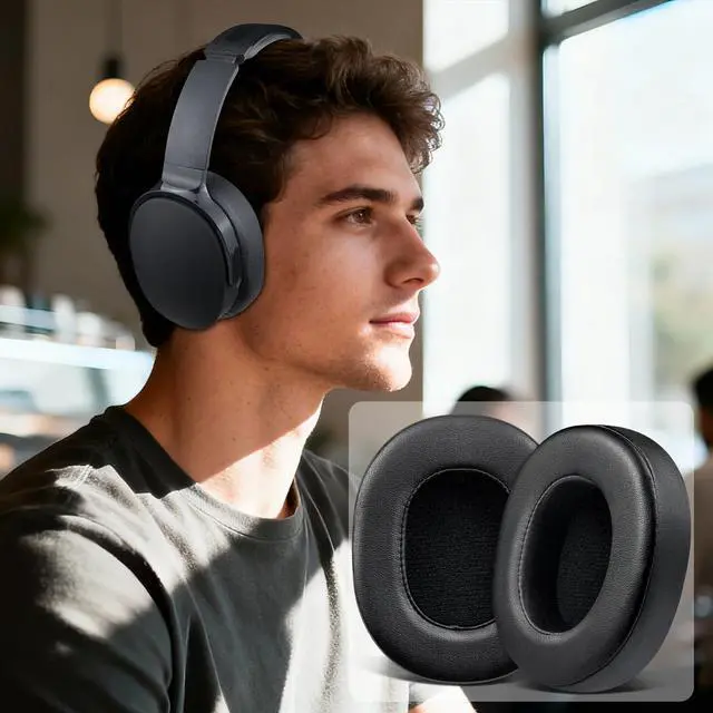 Alt view image 5 of 7 - Earpads for Skullcandy Hesh 3/ANC/Evo & Crusher Wireless/540/ANC/Evo & Venue ANC Over-Ear Headphones, Ear Pads Cushions with Protein Leather, Noise Isolation Foam - Black
