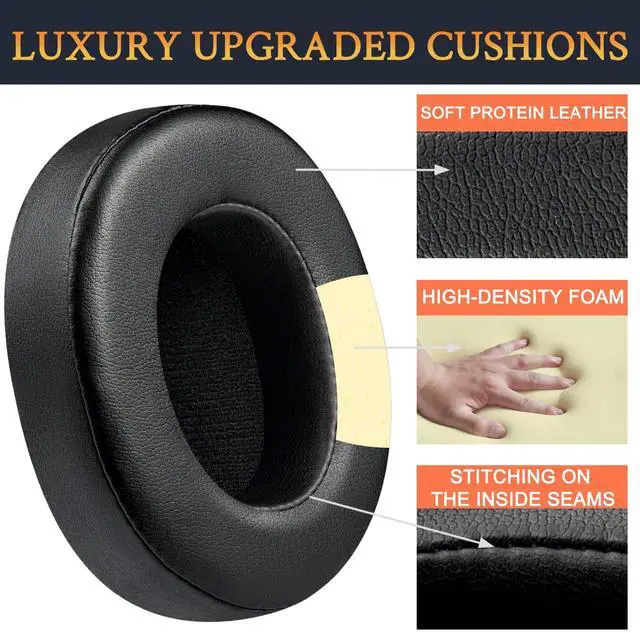 Alt view image 6 of 7 - Earpads for Skullcandy Hesh 3/ANC/Evo & Crusher Wireless/540/ANC/Evo & Venue ANC Over-Ear Headphones, Ear Pads Cushions with Protein Leather, Noise Isolation Foam - Black