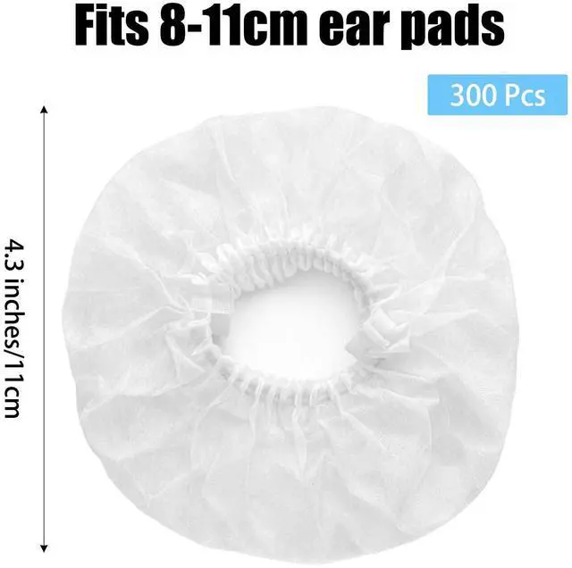 Alt view image 2 of 7 - 300 Pcs Disposable Headphone Covers, Non-Woven Sanitary Headset Cover, Stretchable Ear Pad Covers Fit for Most on Ear Headphones, Ideal for Gaming, Gym, Hotel, 4.3 Inch