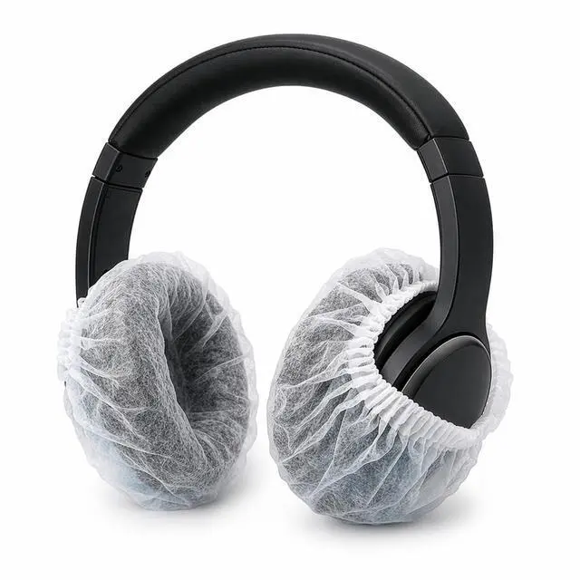 Alt view image 5 of 7 - 300 Pcs Disposable Headphone Covers, Non-Woven Sanitary Headset Cover, Stretchable Ear Pad Covers Fit for Most on Ear Headphones, Ideal for Gaming, Gym, Hotel, 4.3 Inch