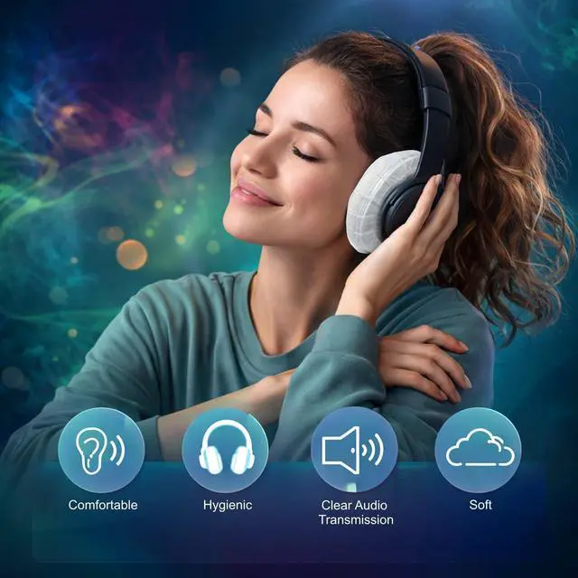 Alt view image 6 of 7 - 300 Pcs Disposable Headphone Covers, Non-Woven Sanitary Headset Cover, Stretchable Ear Pad Covers Fit for Most on Ear Headphones, Ideal for Gaming, Gym, Hotel, 4.3 Inch