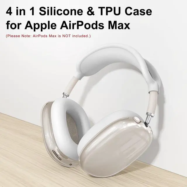Alt view image 2 of 7 - Silicone Case Cover for AirPods Max Headphones, Clear Soft TPU Ear Cups Cover/Ear Pad Case Cover/Headband Cover for AirPods Max 2/1(2026/2024/2020),Transparent Accessories for Apple AirPod Max 2,White
