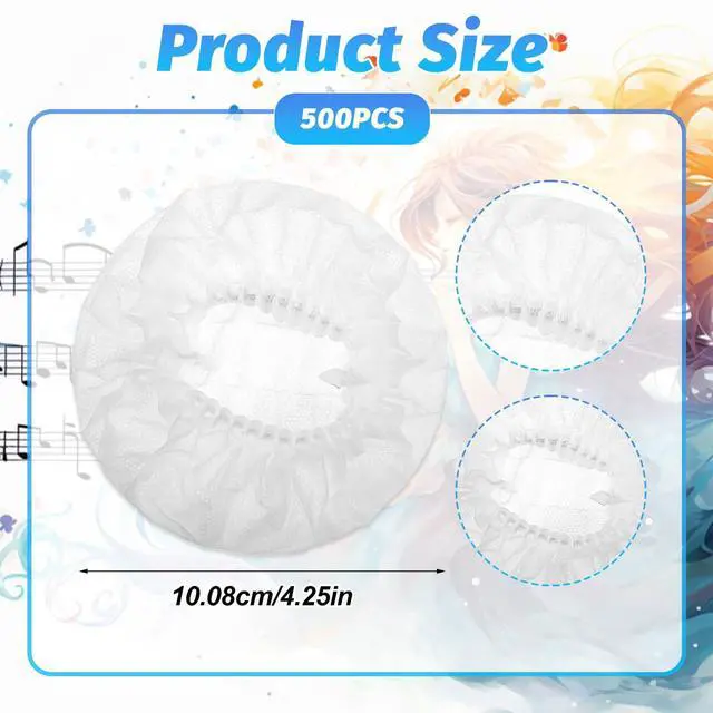 Alt view image 2 of 7 - 500 Pcs Headphone Covers Disposable Ear Earpads Sanitary Non-Woven Headset Cover Sweatproof Stretch Earphone Earcup Protector for Over-Ear Headphones (8-11cm)