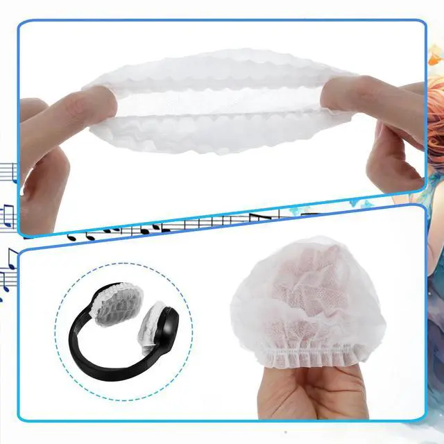 Alt view image 4 of 7 - 500 Pcs Headphone Covers Disposable Ear Earpads Sanitary Non-Woven Headset Cover Sweatproof Stretch Earphone Earcup Protector for Over-Ear Headphones (8-11cm)