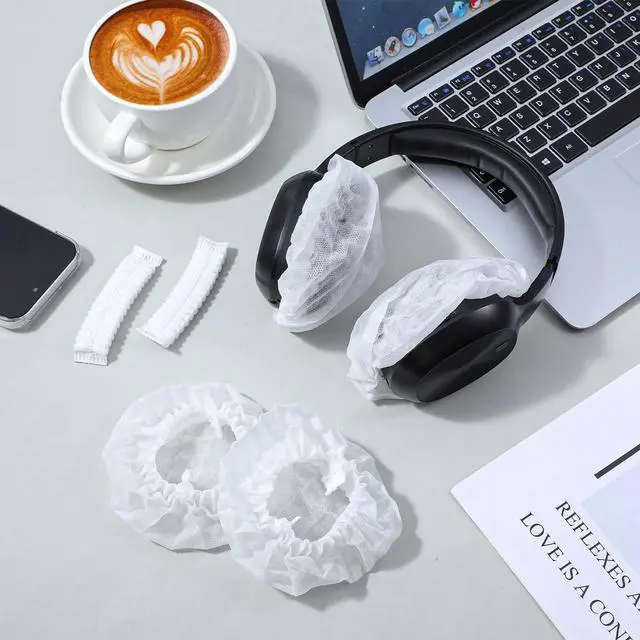 Alt view image 5 of 7 - 500 Pcs Headphone Covers Disposable Ear Earpads Sanitary Non-Woven Headset Cover Sweatproof Stretch Earphone Earcup Protector for Over-Ear Headphones (8-11cm)