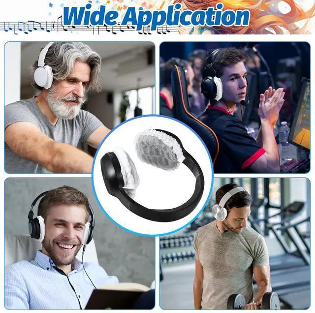 Alt view image 7 of 7 - 500 Pcs Headphone Covers Disposable Ear Earpads Sanitary Non-Woven Headset Cover Sweatproof Stretch Earphone Earcup Protector for Over-Ear Headphones (8-11cm)
