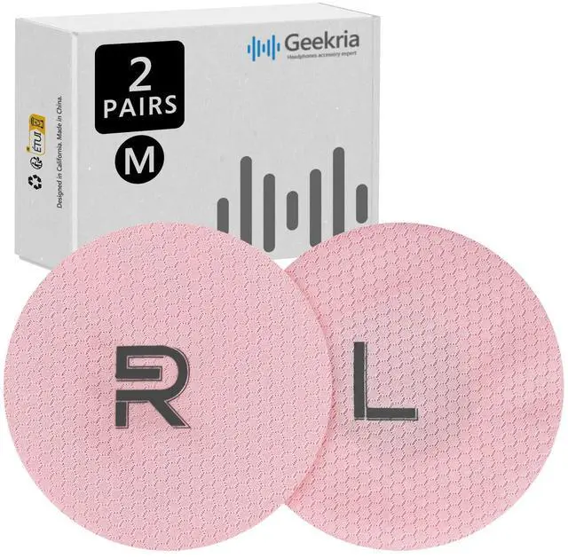 Main image of 2 Pairs Mesh Fabric Headphones Ear Covers - Product Safety Certified - Washable & Stretchable Earcup Protectors for Over-Ear Headsets, Sweat Pads for Gym, Gaming (M/Pink)