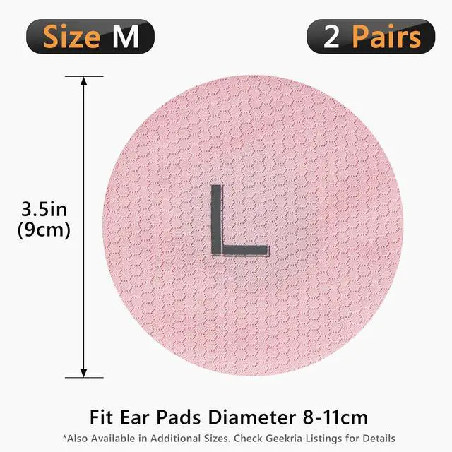 Alt view image 4 of 6 - 2 Pairs Mesh Fabric Headphones Ear Covers - Product Safety Certified - Washable & Stretchable Earcup Protectors for Over-Ear Headsets, Sweat Pads for Gym, Gaming (M/Pink)