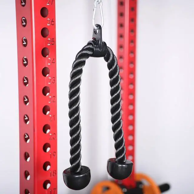 Alt view image 3 of 6 - Tricep Rope 27 & 35 inches 2 Colors Fitness Attachment Cable Machine Pulldown Heavy Duty Coated Nylon Rope with Solid Rubber Ends (27'' Black)