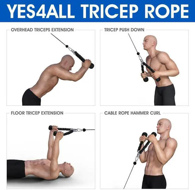Alt view image 6 of 6 - Tricep Rope - Exercise Machine Attachment Press Down - 27" Rope Length