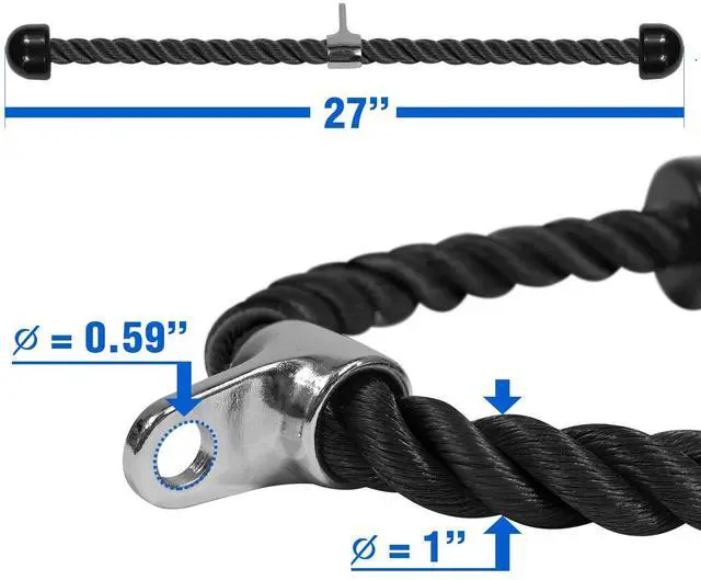 Alt view image 3 of 6 - Tricep Rope - Exercise Machine Attachment Press Down - 27" Rope Length