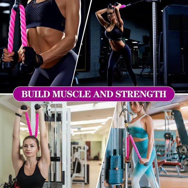 Alt view image 5 of 7 - Tricep Rope, 27 Inches Cable Machine Attachment, Pull Down Attachments with Carabiner, for Gym Home Workout Exercise