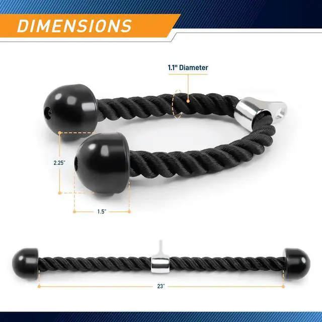 Alt view image 2 of 7 - Heavy Duty Nylon Triceps Rope for Upper Body Workout TCR-24
