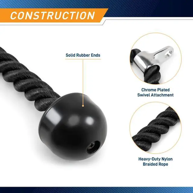 Alt view image 3 of 7 - Heavy Duty Nylon Triceps Rope for Upper Body Workout TCR-24