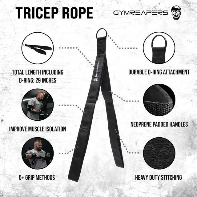 Alt view image 3 of 7 - Tricep Rope Cable Attachment - Multi-Workout Tricep pull down Cable attachment - Perfect gym cable attachments (3 Lengths Built in One)