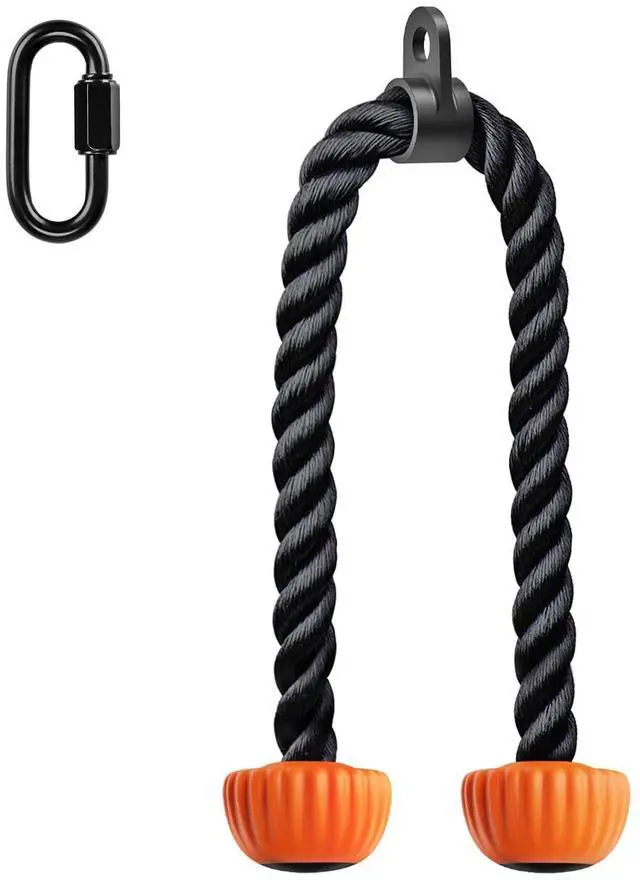 Main image of Triceps Rope with Non-Slip Soft Rubber Ends Home Gym Cable Attachment Workout Accessories 28 inches Long Orange