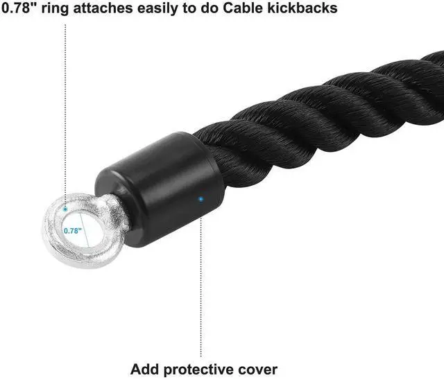 Alt view image 4 of 7 - Pull Down Rope Single Grip Tricep Bicep Exercise Attachment for Cable Machines Gym Pulley Workout (Black 1 Pack)