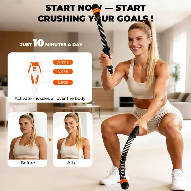 Alt view image 2 of 7 - Upgraded Ropeless Battle Ropes, Weighted Cordless Workout Equipment for Home Gym, Portable Full Body HIIT Cardio & Arm Strength Training, Low-Impact Fitness Exercise Heavy Gear for Men & Women