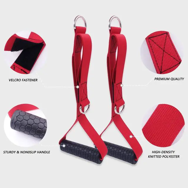 Alt view image 2 of 6 - Fitness Multifunction 4 in 1 Grip Handle Triceps Rope Resistance Bands Handle Cable Machine Attachments for Gym LAT Pulldown Exercise Handle