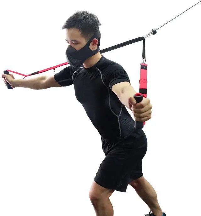 Alt view image 5 of 6 - Fitness Multifunction 4 in 1 Grip Handle Triceps Rope Resistance Bands Handle Cable Machine Attachments for Gym LAT Pulldown Exercise Handle