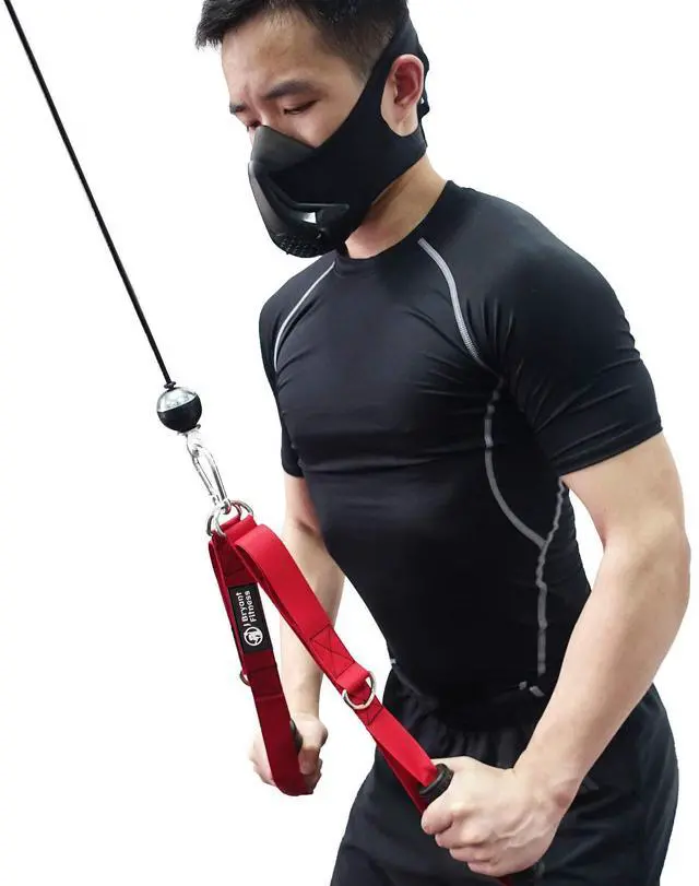 Alt view image 6 of 6 - Fitness Multifunction 4 in 1 Grip Handle Triceps Rope Resistance Bands Handle Cable Machine Attachments for Gym LAT Pulldown Exercise Handle