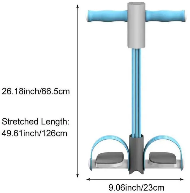 Alt view image 2 of 5 - Abdominal Trainer, Sit-Up Training Equipment, 6 Tubes Fitness Elastic Pull Rope, Tension Rope Pull Up Pilate Foot Pedal Resistance Band Workout Tool Ab Shaper(Blue)
