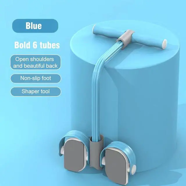 Alt view image 3 of 5 - Abdominal Trainer, Sit-Up Training Equipment, 6 Tubes Fitness Elastic Pull Rope, Tension Rope Pull Up Pilate Foot Pedal Resistance Band Workout Tool Ab Shaper(Blue)