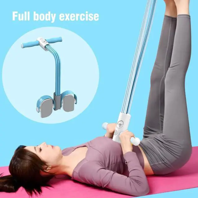Alt view image 4 of 5 - Abdominal Trainer, Sit-Up Training Equipment, 6 Tubes Fitness Elastic Pull Rope, Tension Rope Pull Up Pilate Foot Pedal Resistance Band Workout Tool Ab Shaper(Blue)