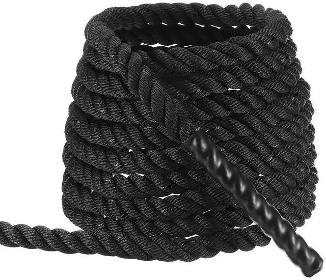 Main image of Battle Rope 10ft x 1 Inch Polyester Workout Rope Heavy Fitness Exercise Rope for Strength Training Home Gym Muscle Building, Black