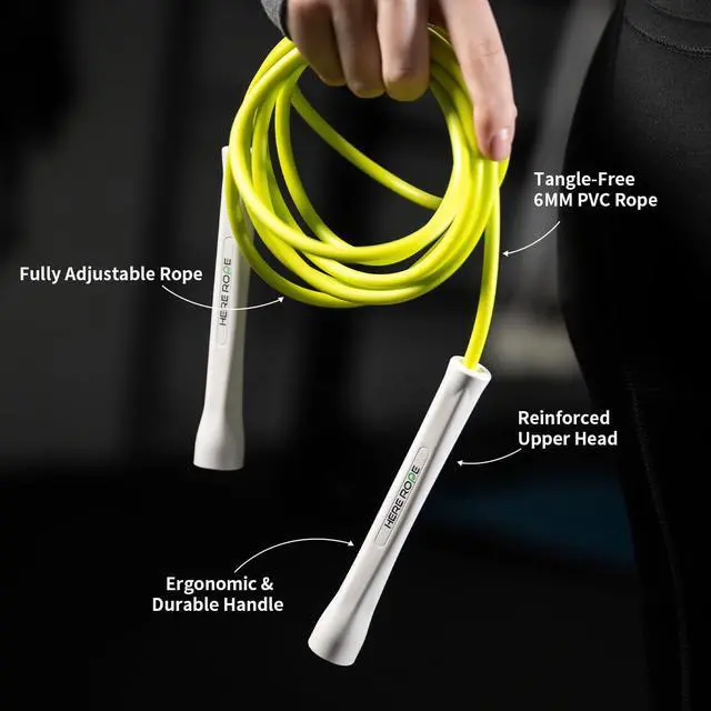 Alt view image 3 of 5 - Hererope 6MM PVC Jump Rope for Men & Women Fitness, Speed, Tricks, Cardio Training, Boxing Jump Rope with Unbreakable Handles and Non-Kinking Skipping Rope, Adjustable Jumprope for Indoor Outdoor