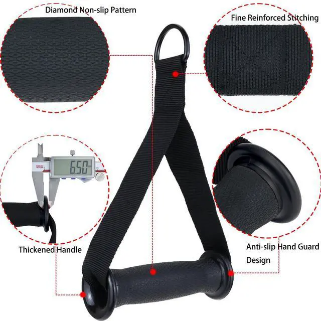 Alt view image 2 of 6 - Exercise Handles for Resistance Bands & Cable Machines Heavy-Duty Non-Slip Padded Grips for Strength Training, Home Gym, and Rehabilitation (Black)