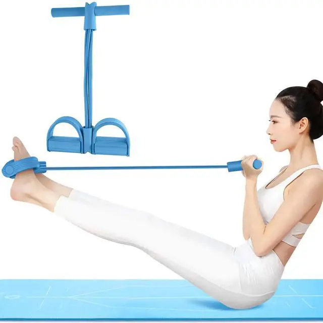 Main image of Multi-Function Tension Rope4 Tube Resistance Bands with HandlesSit Up Exercise Equipment Home Gym Tummy Trainer for Men Women(Blue)