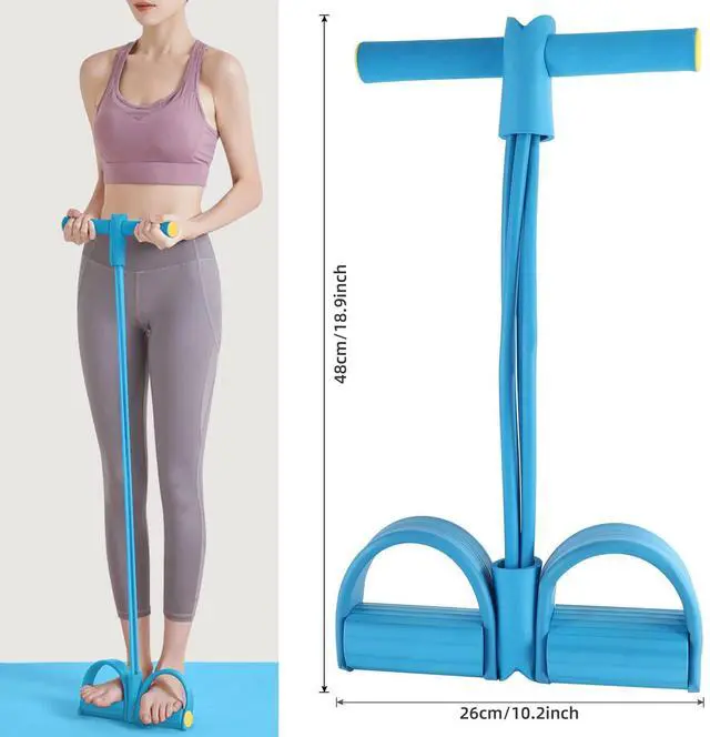 Alt view image 2 of 7 - Multi-Function Tension Rope4 Tube Resistance Bands with HandlesSit Up Exercise Equipment Home Gym Tummy Trainer for Men Women(Blue)