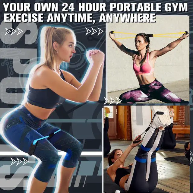 Alt view image 7 of 7 - 5 Pack Figure 8 Fitness Resistance Bands with Handles, Figure 8 Bands with Handles Elastic Exercise Band Fitness Pulling Rope, for Working Out, Back, Arm, Shoulder Stretch Training