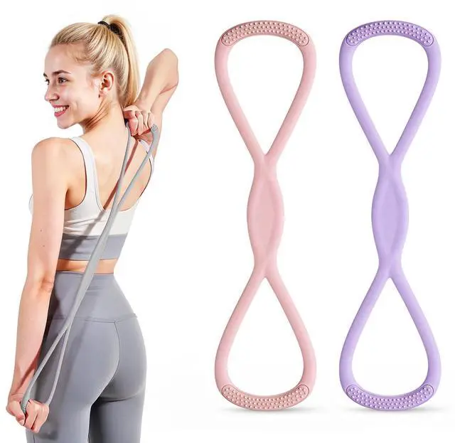 Main image of Figure 8 Fitness Resistance Band 2Pcs Silicone Pull Rope for Shoulder, Arm Resistance Bands Back & Arm Workout Non-Slip Handles Home Gym, Yoga & Physical Therapy