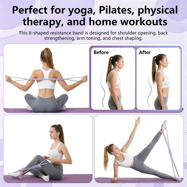 Alt view image 6 of 6 - Figure 8 Fitness Resistance Band 2Pcs Silicone Pull Rope for Shoulder, Arm Resistance Bands Back & Arm Workout Non-Slip Handles Home Gym, Yoga & Physical Therapy